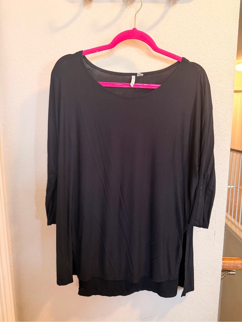 Cato Black Relaxed Scoop Neck Long Sleeve Top